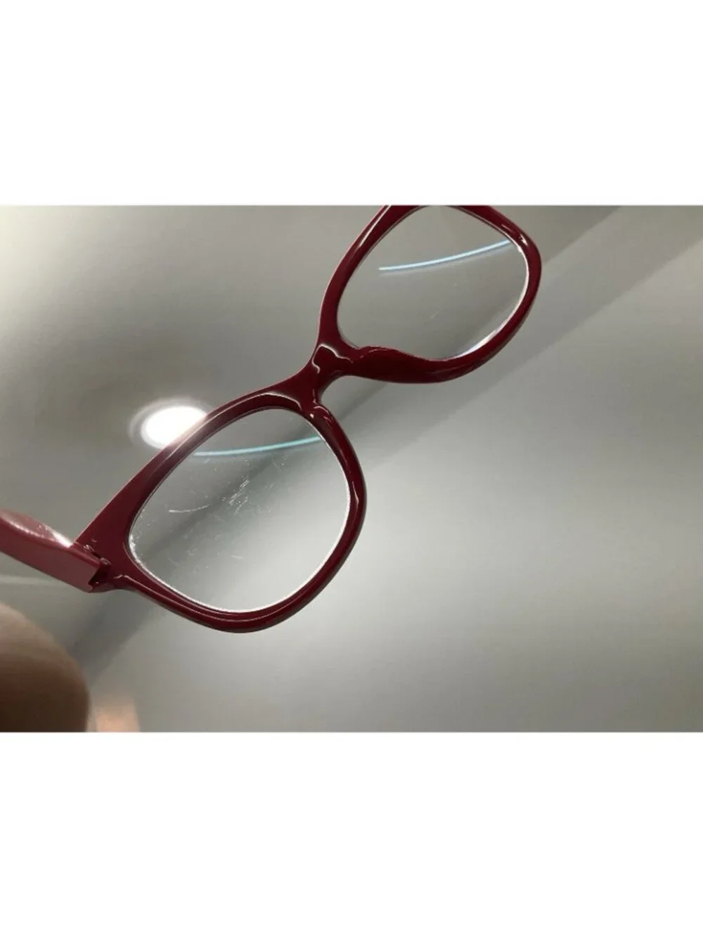 Peepers Grandview Reading Glasses +1.75 Square Blue Light Red Pink Some Scratche
